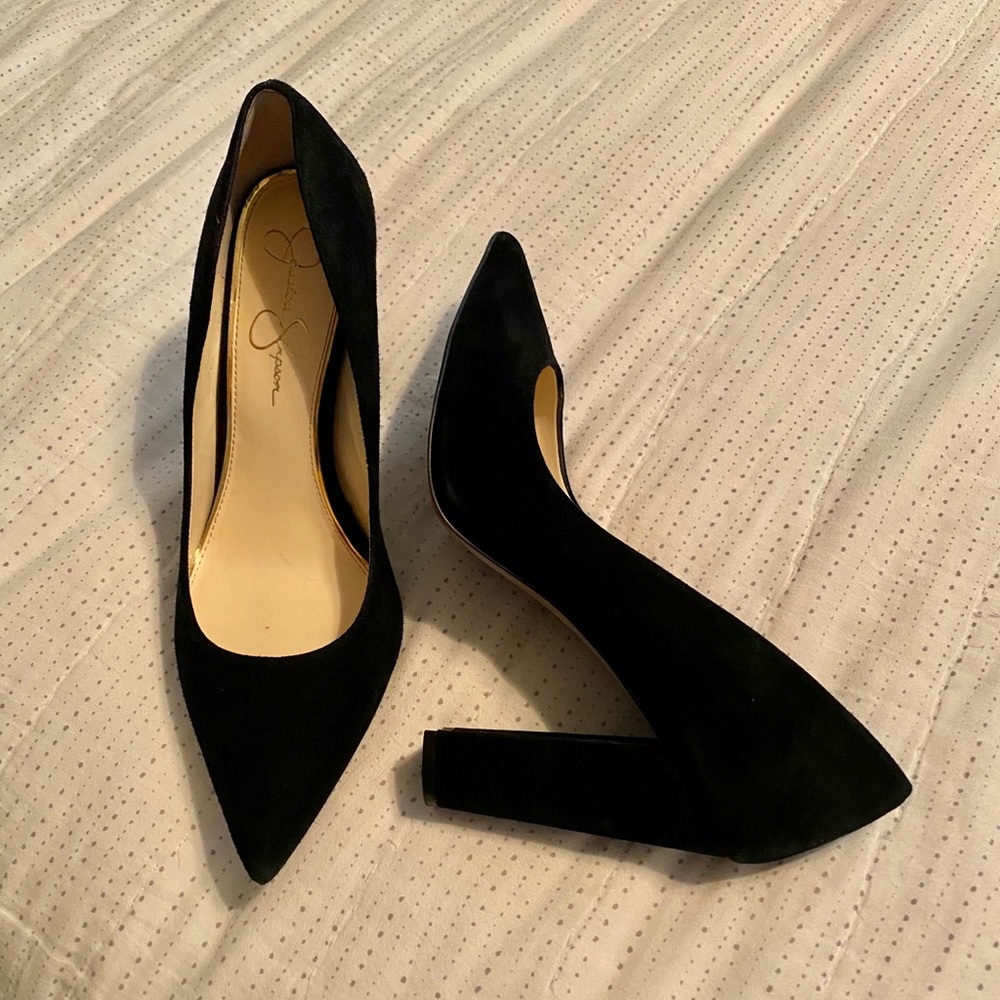 Jessica Simpson Black Suede Block Heel Pump